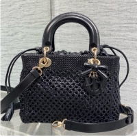 Low Price Dior Medium Lady Dior Bag in Weave Lambskin D090396 Black 2026