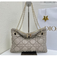 Stylish Dior Small Dior Milly-La-Forêt Bag in Black Puffy Macrocannage Calfskin D090404 Light Grey 2026