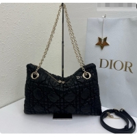 Good Quality Dior Small Dior Milly-La-Forêt Bag in Black Puffy Macrocannage Calfskin D090405 Black 2026