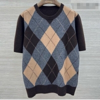 Inexpensive Prada Cashmere Short-sleeved Sweater P092920 Brown/Grey 2026