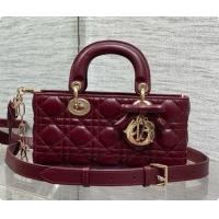Best Product Dior Small Lady D-Joy Bag in Cannage Lambskin with Bow D090422 Burgundy 2026
