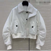 Luxury Cheap Bottega Veneta Nylon and Lambskin Jacket BV092932 White 2026