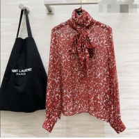 Big Discount Saint Laurent Silk Shirt S092867 Red 2026