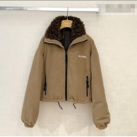 Best Quality Cheap Miu Miu Fleece Down Jacket M093009 Brown 2026