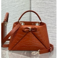 Top Quality Dior Small Cigale Bag in Crocodile Pattern Calfskin D090444 Brown 2026