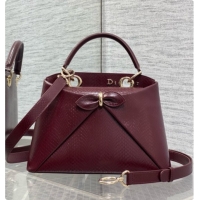 New Style Dior Small Cigale Bag in SnakeskinPattern Calfskin D090448 Burgundy 2026