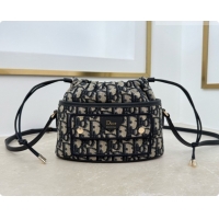 Best Luxury Dior Mini DiorTravel Bucket Bag in Blue Dior Oblique Jacquard S2426 2026