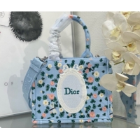 Low Price Dior Small Book Tote Bag with Strap in Multicolor Dior Water Lily Embroidery and Dior Médaillon D100721 Blue 2