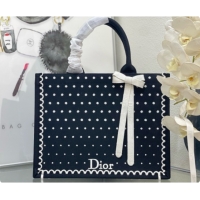 Durable Dior Medium Book Tote Bag with Strap with Strap in Black and White PolkaDior Embroidery D100724 2026