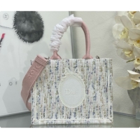 Classic Dior Small Book Tote with Strap in Multicolor Dior Oblique Pastel Embroidery and White Dior Médaillon D100725 20