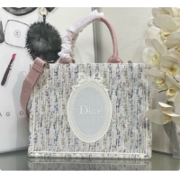 Crafted Dior Medium Book Tote with Strap in Multicolor Dior Oblique Pastel Embroidery and White Dior Médaillon D100726 2