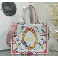 Good Looking Dior Qixi Small Dior Book Tote with Strap in Multicolor Dior Colibri Embroidery and Dior Médaillon D100728 