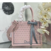 Best Price Charming Dior Small Dior Book Tote with Strap in Soupir Pink and Trianon Gray PolkaDior Embroidery D100729 20