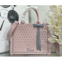 Popular Style Dior Medium Dior Book Tote with Strap in Soupir Pink and Trianon Gray PolkaDior Embroidery D100730 2026