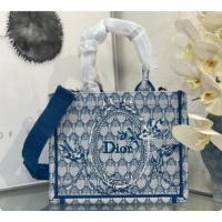 Purchase Dior Small Dior Book Tote with Strap in Blue Dior Colibri Embroidery and Dior Médaillon D100733 2026