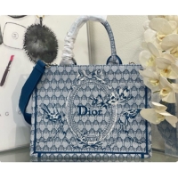 Low Price Dior Medium Dior Book Tote with Strap in Blue Dior Colibri Embroidery and Dior Médaillon D100734 2026