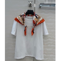 Top Design Hermes Cotton T-shirt with Scarf CH093021 White 2026