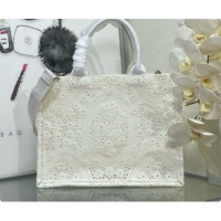 Most Popular Dior Medium Dior Book Tote with Strap Latte Embroidered Crochet with Dior Médaillon Signature D100735 2026