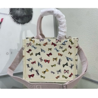 Cute Dior Dioriviera Small Dior Book Tote with Strap in Latte Multicolor Dior Bows Embroidery D100737 2026