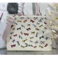 New Design Dior Dioriviera Medium Dior Book Tote with Strap in Latte Multicolor Dior Bows Embroidery D100738 2026