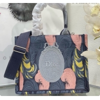 Top Quality Dior Small Book Tote Bag in Embroidered Dior Médaillon D100741 Grey/Pink 2026