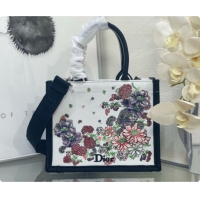 New Style Dior Small Dior Book Tote with Strap Multicolor Dior Hortensia Garden Embroidery D100751 2026
