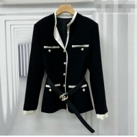 Good Looking Chanel Jacket with Belt CH100113 Black 2026