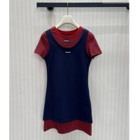 Good Taste Miu Miu Cotton Dress M100141 Red/Blue 2026