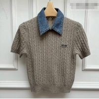 Best Product Miu Miu Wool and Cashmere Sweater M100630 Grey 2026