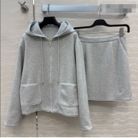 Luxury Cheap Chanel Cotton Jacket and Skirt A100643 Grey 2026