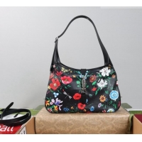 Best Quality Gucci Jackie 1961 medium shoulder bag in Black and multicolor Gucci Flora print nylon 863136 2026