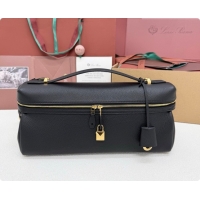 2026 Newest Loro Piana LP Extra Softy Bag L33 in Grained Leather Black 2026 FAQ6591