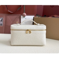 New Style Loro Piana LP Extra Pocket Pouch L19 in Ostrich Embossed Leather White/Gold 2026 FAI8393