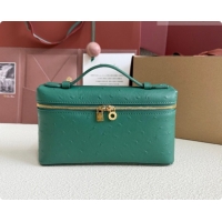 Unique Style Loro Piana LP Extra Pocket Pouch L19 in Ostrich Embossed Leather Peacock Green/Gold 2026 FAI8393