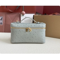 Good Looking Loro Piana LP Extra Pocket Pouch L19 in Ostrich Embossed Leather Eucalyptus/Gold 2026 FAI8393