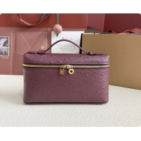 New Fashion Loro Piana LP Extra Pocket Pouch L19 in Ostrich Embossed Leather Burgundy/Gold 2026 FAI8393