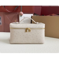 Design Discount Loro Piana LP Extra Pocket Pouch L19 in Ostrich Embossed Leather Light Beige/Gold 2026 FAI8393
