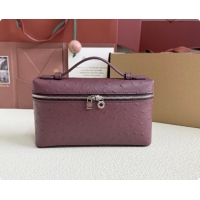 Big Discount Loro Piana LP Extra Pocket Pouch L19 in Ostrich Embossed Leather Burgundy/Silver 2026 FAI8393