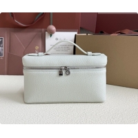 Best Quality Loro Piana LP Extra Pocket Pouch L19 in Grained Leather Pale Blue 2026 FAI8393