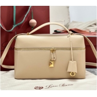 Stylish Loro Piana LP Extra Bag L27 in Smooth Leather Light Mastic 2026 FAO3001