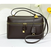 Luxury Loro Piana LP Extra Bag L27 in Smooth Leather Dark Brown 2026 FAO3001