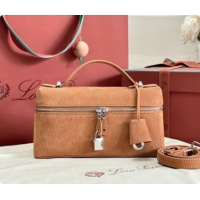 Charming Loro Piana LP Extra Bag L23 in Wave Nubuck Leather Brown 2026 FAQ2126 