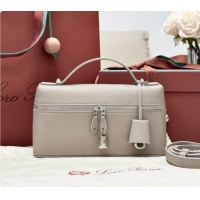 Original Cheap Loro Piana LP Extra Bag L23 in Calfskin Leather Dove Grey 2026 FAQ2126