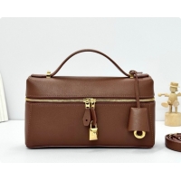 Luxurious Loro Piana LP Extra Bag L23 in Calfskin Leather Dark Brown 2026 FAQ2126