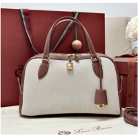 Classic Practical Loro Piana LP Small Needle bag in Canvas and Leather Caramel 2026 0408082