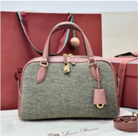 New Design Loro Piana LP Small Needle bag in Cashmere Blend and Leather Caramel/Sage 2026 0408076