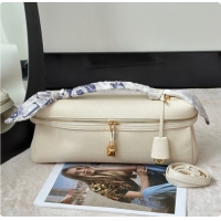 Feminine Loro Piana Extra Softy Bag L33 in Grained Calfskin 8813 White 2026
