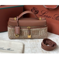 Good Quality Loro Piana LP Extra Bag L23 in Tweed and Leather LP8812 Brown 02 2026