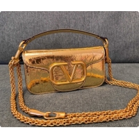 Unique Grade Valentino Small Loco Shoulder Bag in Wrinkle Calfskin 1133S Gold 2026