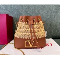 Classic Practical Valentino Mini Bucket Bag with VLogo Signature 1188 Brown 2026